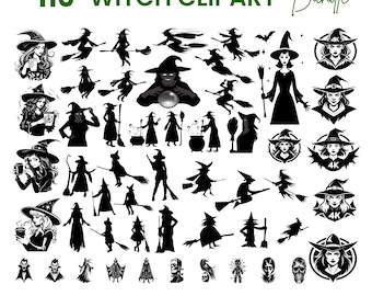 Witch SVG Bundle: Halloween Clipart, Witch Silhouette (Instant Download)
