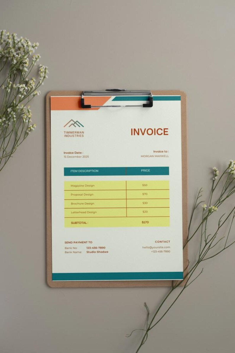 Editable Receipt Template: Minimalist Business Invoice (canva Editable ...