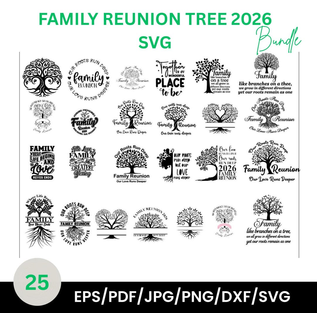 Family Reunion Tree SVG PNG Bundle, Roots Design - Etsy Australia