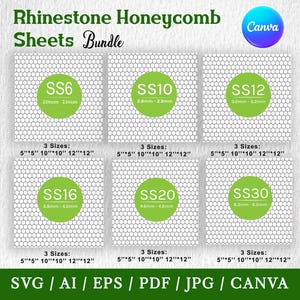 Honeycomb Rhinestone Template Bundle: SS6-SS30 Sizes (Digital Download
