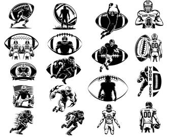 カスタム フットボール選手 SVG バンドル、スポーツ クリップアート (25 ファイル)