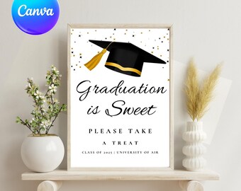 Bord bord afstuderen dessert: &quot;Graduation is Sweet&quot; afdrukbaar (8 x 10&quot; digitale download)