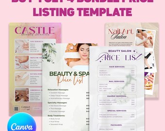Beauty Salon Price List Template: Canva Editable Design (Digital Download)