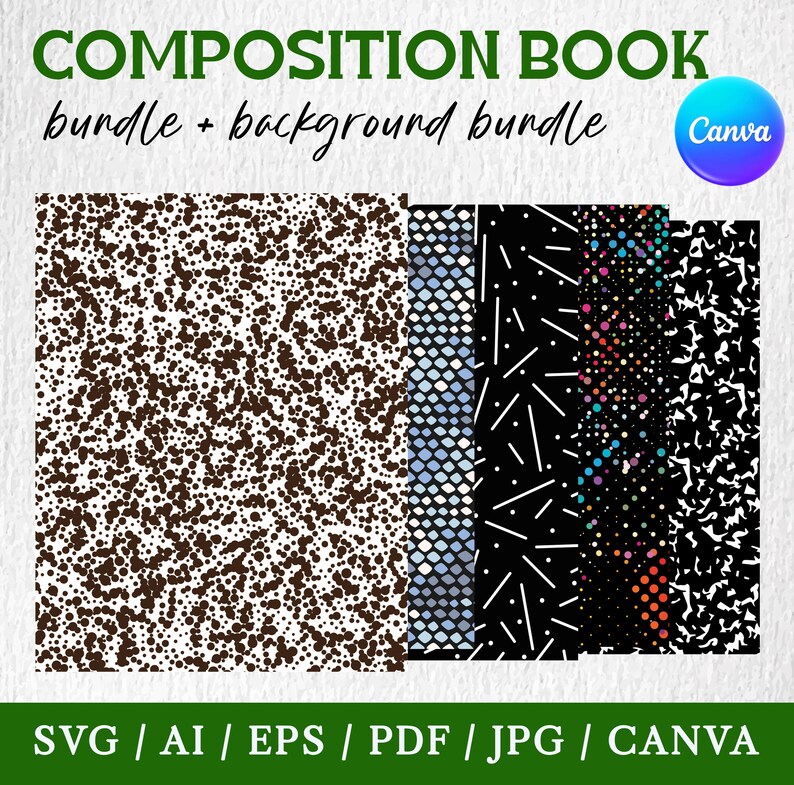 Composition Book Cover SVG: Notebook Template, Labels (digital Download ...