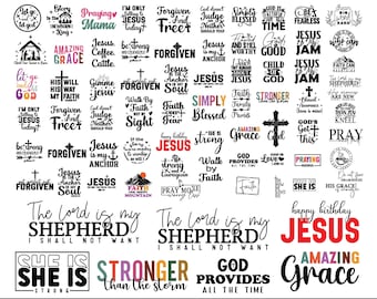 Paquete de imágenes SVG de Jesús, versículo bíblico cristiano, fe, cruz (descarga digital)