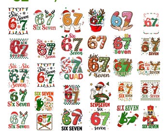 Funny Christmas Six Seven PNG Bundle, Meme Designs (Digital Download)