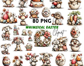 Clipart pasquali stravaganti: grafica primaverile (download digitale - 80 PNG)