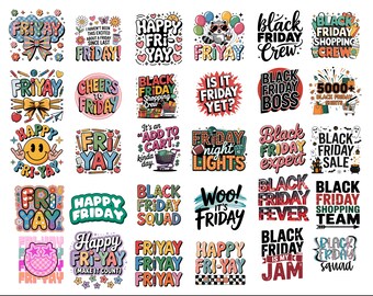 Ensemble PNG Black Friday, designs d'équipe de magasinage (téléchargement numérique)