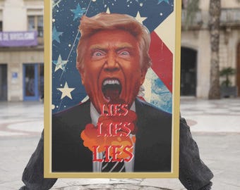 Plakat protestacyjny przeciwko Trumpowi: Polityczna satyra na wiecu (do pobrania w wersji cyfrowej)