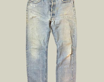 Vintage Levi's 501 Made in USA Light Wash Jeans Albuquerque Factory Button 501 W36 L34 Distressed