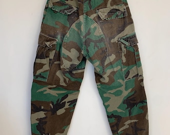 US Army Woodland Cargo Pants Ripstop Small Short 90s Vintage Military