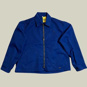 Chaqueta de trabajo prototipo vintage | Muestra del mercado japonés | Chaqueta azul de fabricación italiana | Chaqueta corta minimalista con cremallera