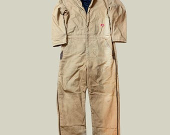 Vintage Dickies Workwear Coveralls Brown Duck Canvas – Quilted Lined – 90s Carpenter Jumpsuit