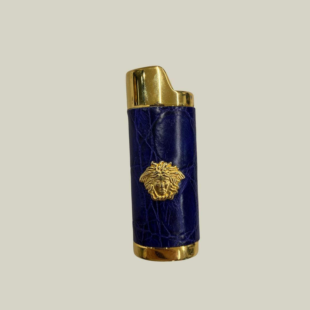 Gianni Versace Vintage Lighter Case – Blue Crocodile Leather