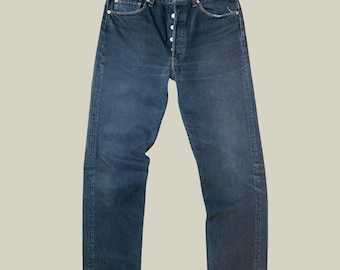 Vintage Levi’s 501 Made in USA Jeans – Button 524 El Paso Texas – 90s Dark Wash Distressed Denim
