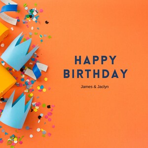 Cartão de Feliz Aniversário com Fundo Laranja