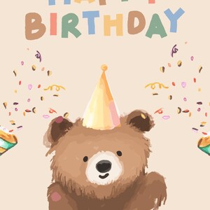 Cartão de Feliz Aniversário Urso Marrom Fofo