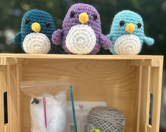Beginner's DIY Penguin Crochet Kit: Beginner-Friendly Amigurumi with Video Tutorial, Winter Craft Kit