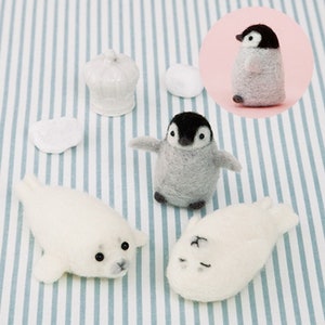 DIY 手作りウールフェルトキット リトルペンギンとアザラシ - 日本製キットパッケージ H441-584