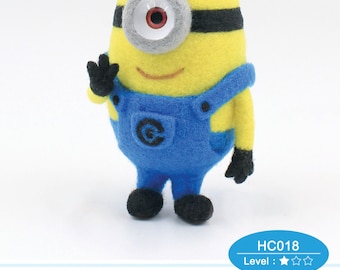 Needle Felting DIY Kit Minions - English felt wool craft kit (For Beginner)