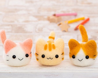 Kit de feltro de lã artesanal faça você mesmo Três gatinhos - pacote de kit japonês H441-528