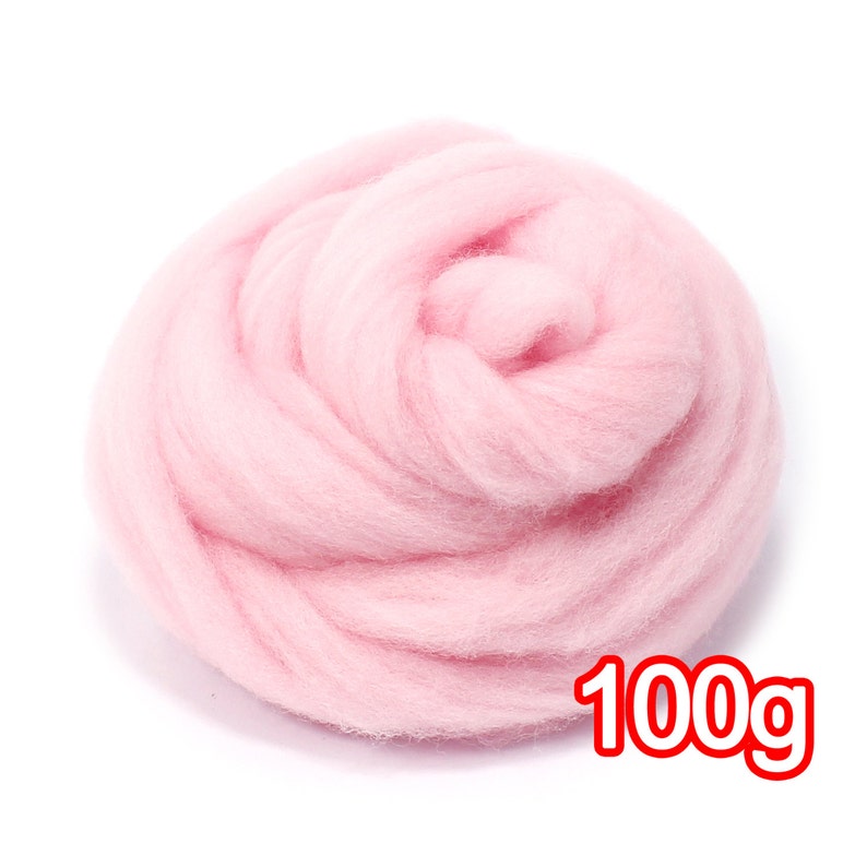 100g Super Fast felting Short Fiber Wool Perfect in Needle Felt and Wet Felt Bright Pink V102 image 1