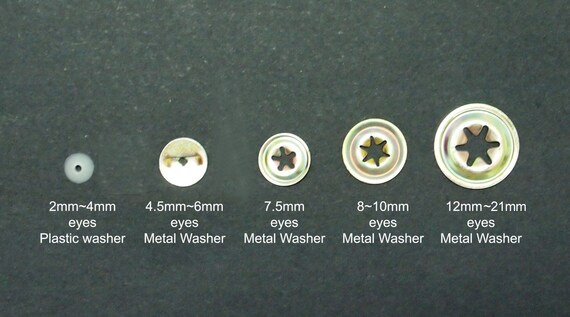 100 Pairs - 2mm to 21mm Japanese Black Animal Safety Eyes Plastic