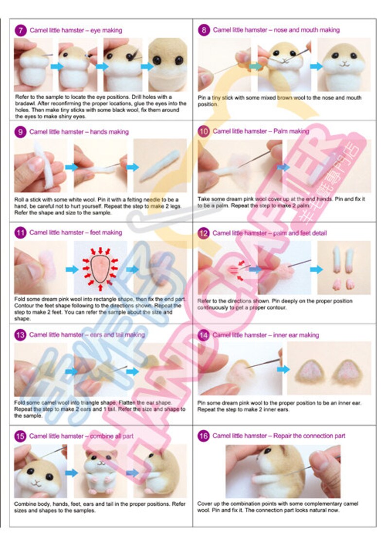 Needle Felting DIY Wool Felt Kit Chubby Little Hamster Etsy