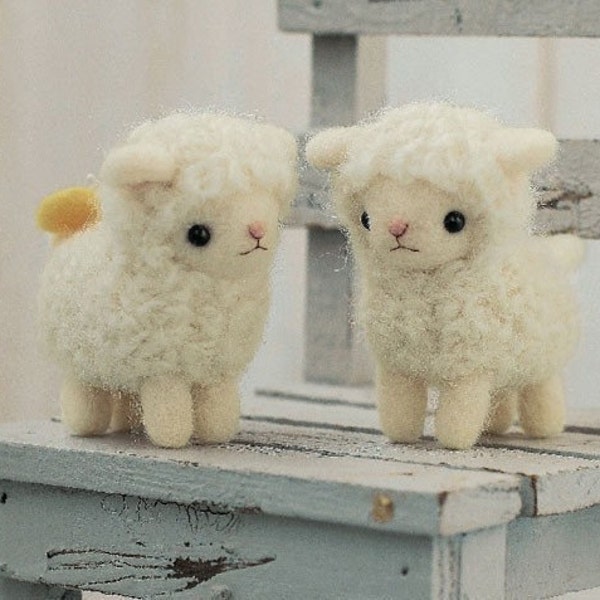 Kit de bricolaje a mano lana fieltro oveja amigos japoneses paquete