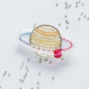 Anne&#39;s beaded embroidery Kit Saturn Brooch Lemon flavor  --- Japan Material Kit PHC-018-1