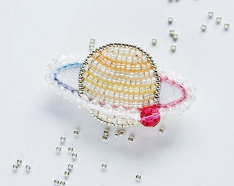 Anne's beaded embroidery Kit Saturn Brooch Lemon flavor  --- Japan Material Kit PHC-018-1