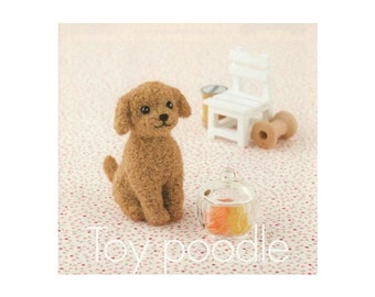 DIY handmade Wool Felt kit Cream Toy Poodle -  Japanese kit package