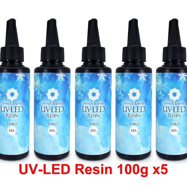 New HANDCRAFTER UV Resin Clear Color Hard Type 100g x 5, Cures in minutes with UV light, can makes charms, jewels and jewellery