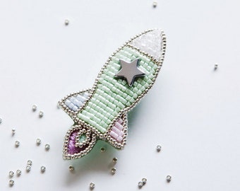 Anne's beaded embroidery Kit rocket Brooch Mint flavor  --- Japan Material Kit PHC-017-2