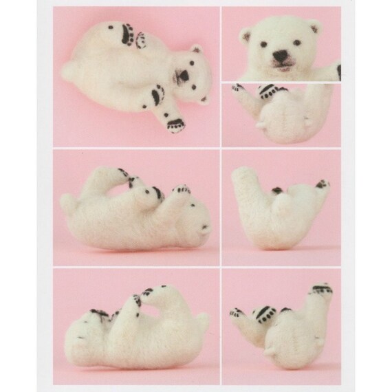DIY Handmade Wool Felt Kit Baby Polar Bear - Japanese Kit Package