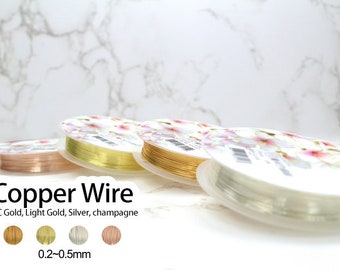 Solid Round Bare Copper Wire Tarnish Resistant Jewelry Making Wire 4 colors 0.2~0.5mm