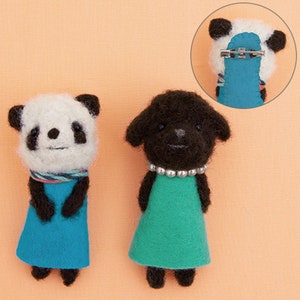 DIY handmade Wool Felt kit Panda and poodle brooch -  Japanese kit package H441-555