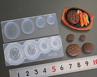 Lovely Food series 3D Miniature Burger Steak Mold High Quality Silicone Soft Mold For Clay / Resin / UV Resin from Japan C-712