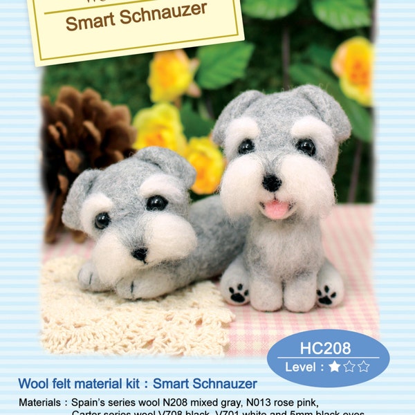 Needle Felting Use Wool Felt to make SMART Schnauzer : English Material Kit (English / For Beginner)