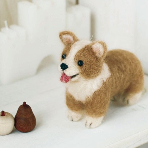 DIY Handmade Felt Wool Corgi --- Japanese Kit Package - Etsy