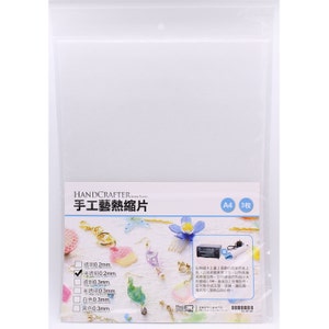 HandCrafter Shrink Plastic 0.2mm translucent A4 , 3 Sheets Per Package Jewelry Shrink Plastic, Mixed Media Shrink Plastic