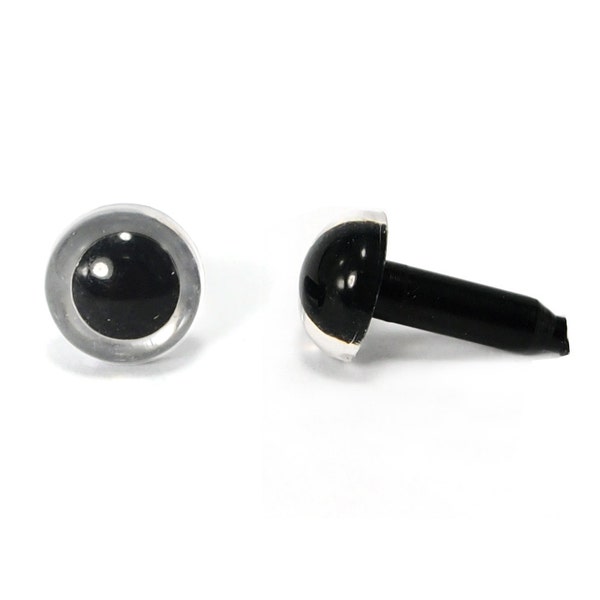 3 paires - 4,5 mm à 9mm japonais clair / Transparent plastique d'yeux de sécurité les yeux avec la rondelle de métal