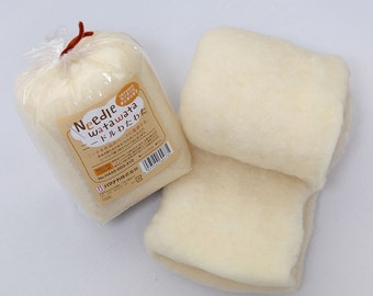 Japanese Felt Wool - Watawata Core Wool Batt 50g Short Fiber, Fast Felting, Perfect for Needle Felting