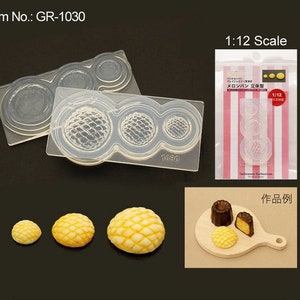 High Quality Silicone Soft Mold 1:12 Scale Melon Pan Mold, Melon Bread Mold Mini Fake Food for UV Resin and Polymer Clay GR-1030