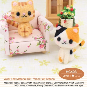 Needle Felting Craft Kit Use Wool Felt to Kitten  --- English Material Kit (English / For Beginner)