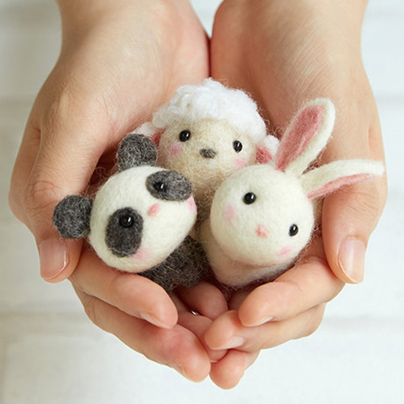 DIY Handmade Wool Felt Kit Little Panda Sheep Rabbit Etsy