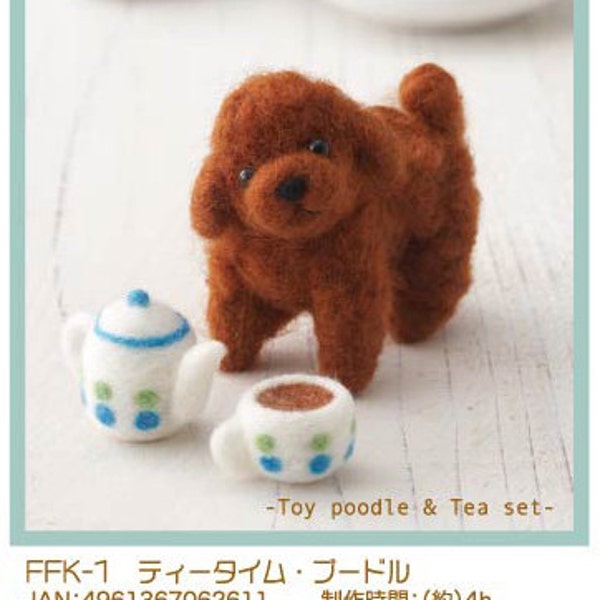 DIY handmade Wool Felt kit Poodle & Tea set  -  Japanese kit package