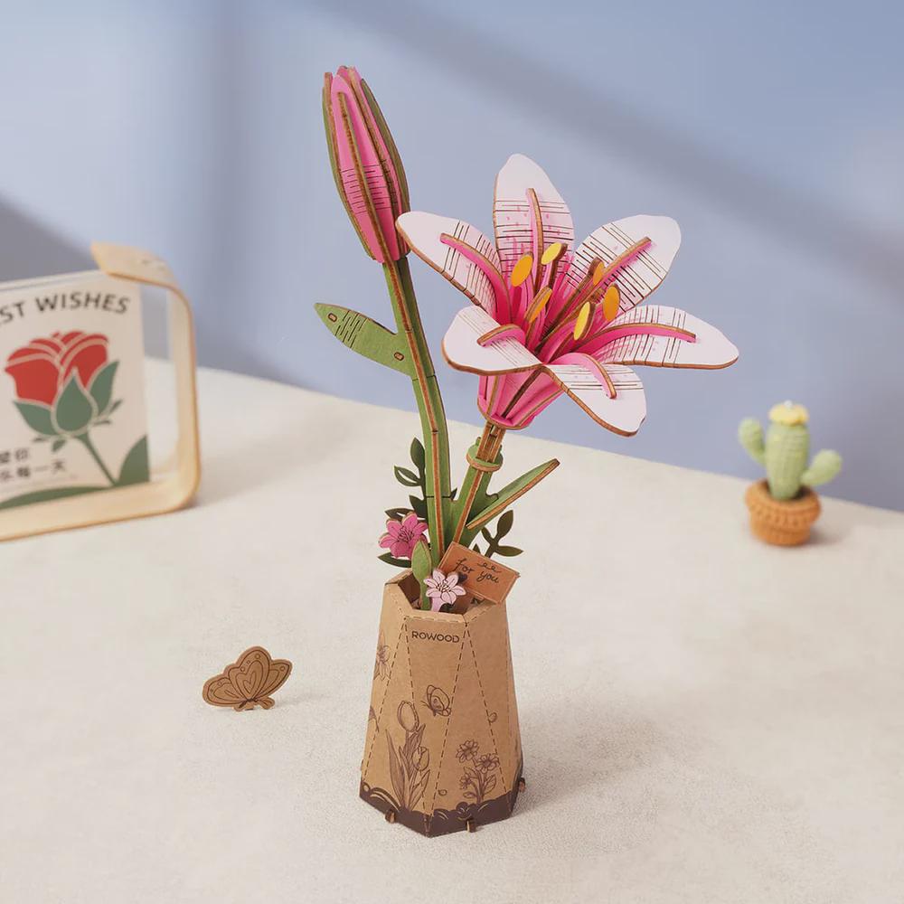 Rolife DIY Miniature Flower Pink Lily 3D Puzzle DIY Kit TW071 - Etsy