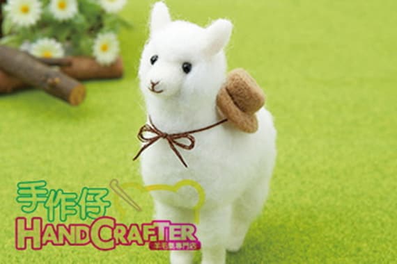 DIY Handmade Wool Felt Kit Alpaca and Hat Japanese Kit Package 
