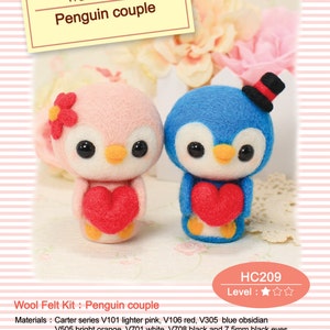 Needle FeltingDIY Penguin couple - English felt wool craft kit (English / Beginner)